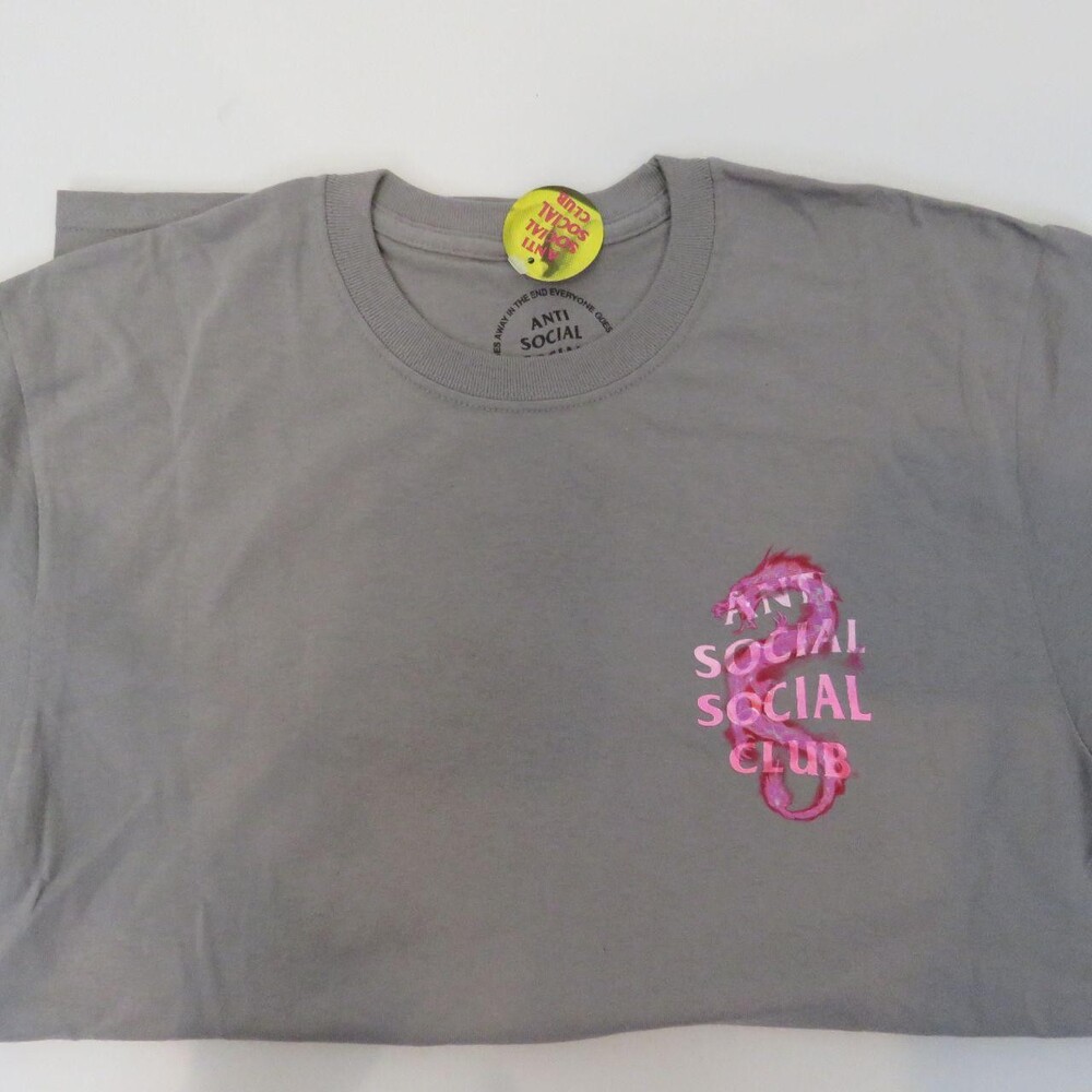 Anti Social Social Club Men's Grey and Pink T-shirt